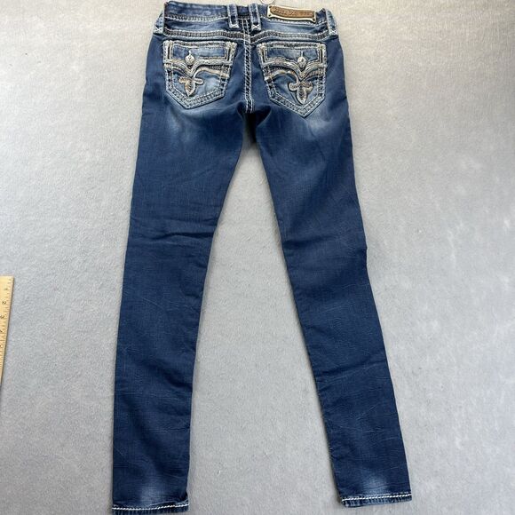 ROCK REVIVAL Yui Womens Skinny Jeans Tag Size 26 Low Rise Dark Wash - Picture 6 of 16